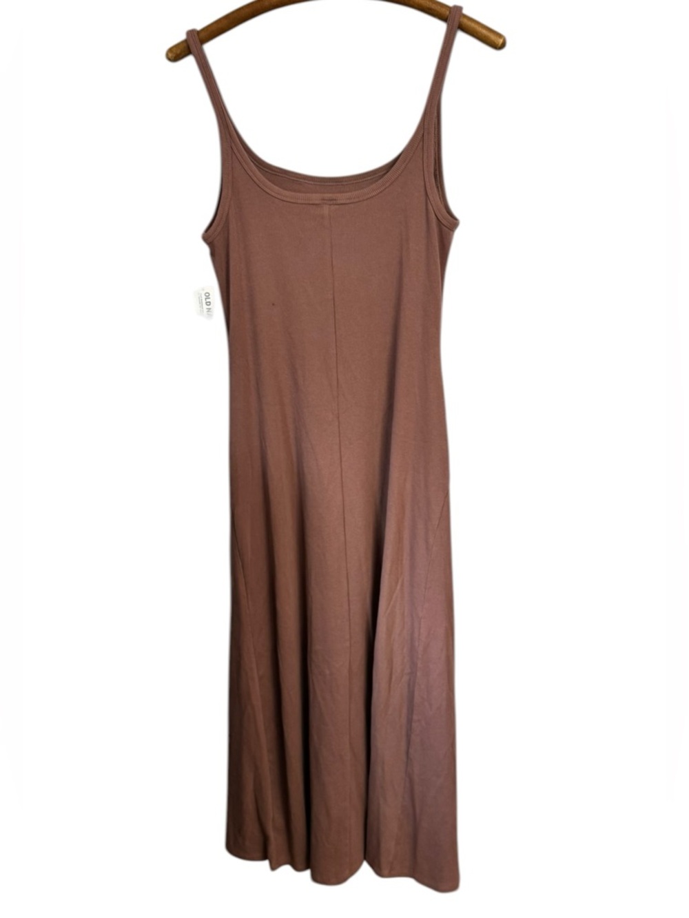 Old Navy Sleeveless Hourglass Maxi Dress Ribbed Warm Taupe Size large nwt